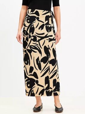 Ann Taylor LOFT Buttercup Column Midi Wrap Skirt